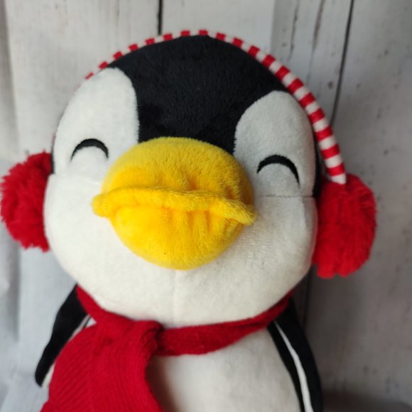 Plush penguin with scarf and earmuffs stuffed animal - Picture 2 of 6